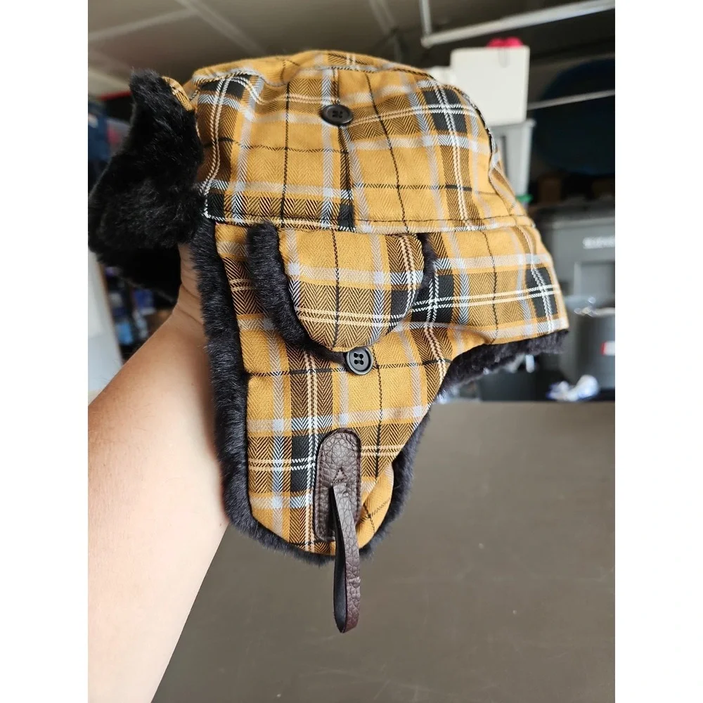 Purdue Boilermakers Trapper Hat Top of the World Plaid Faux Fur Ear Flap NCAA...